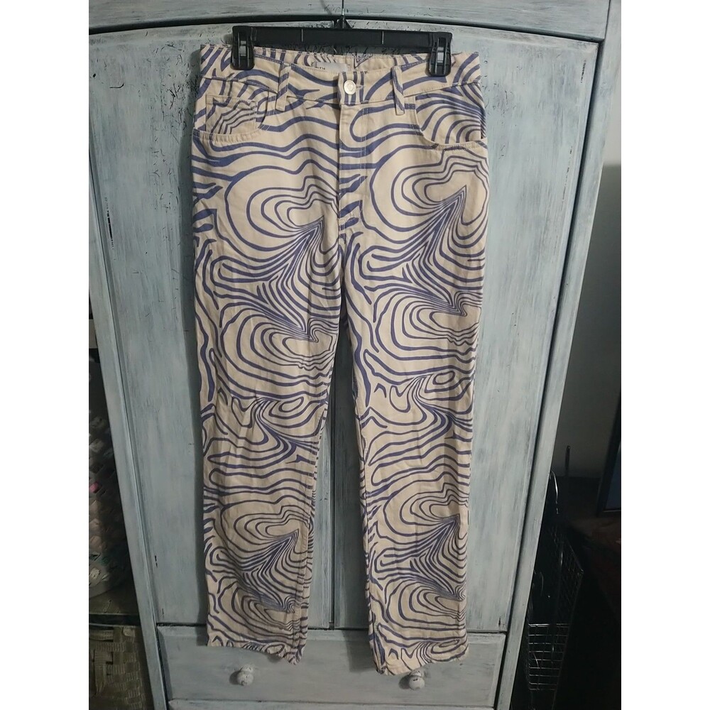 Zara  Ladies Jeans Size 6 Retro Hippie Blue/Cream